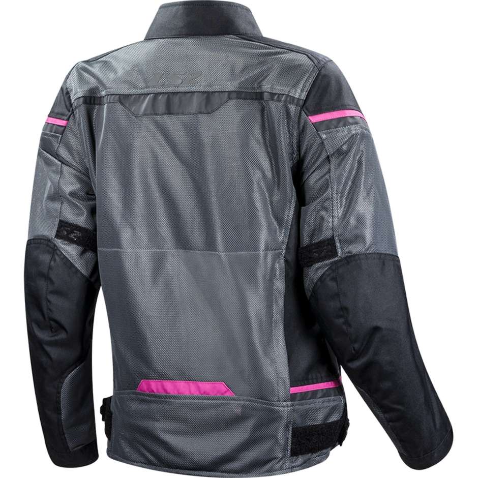 Summer Perforated LS2 Riva Lady Motorcycle Jacket Black Gray Pink