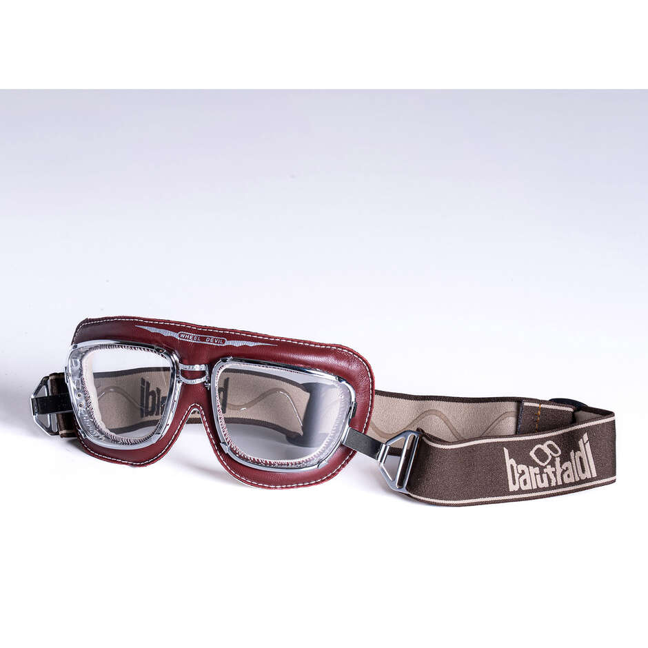 Sunglasses bike Baruffaldi Supercompetition with chrome frame and leather ruby ​​red