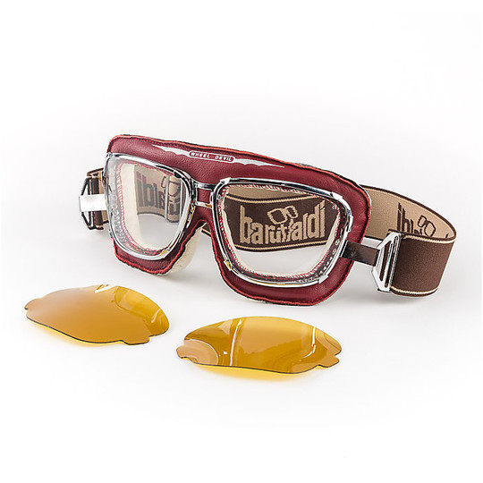 Sunglasses bike Baruffaldi Supercompetition with chrome frame and leather ruby ​​red