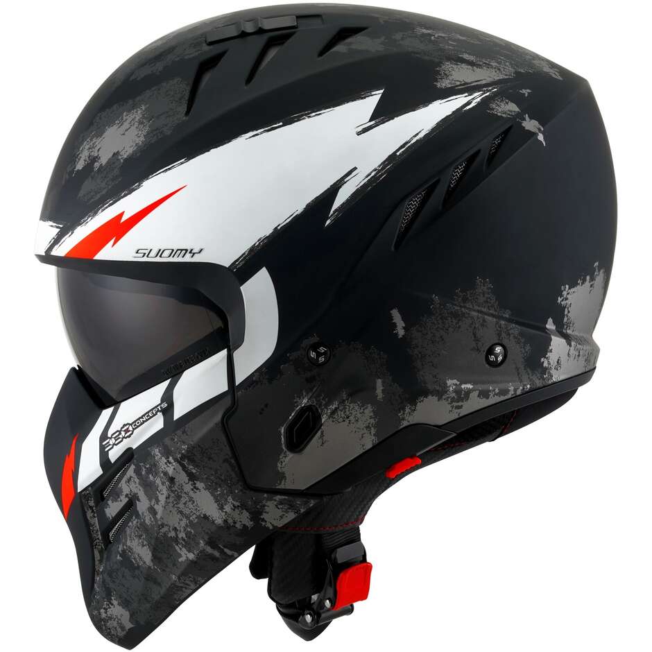 Suomy ARMOR HI VOLT Jet Motorcycle Helmet Matt Black White