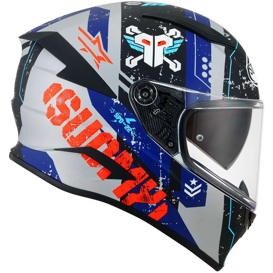 Suomy SPEEDSTAR TACTIC Integral Motorcycle Helmet Matt Silver Red