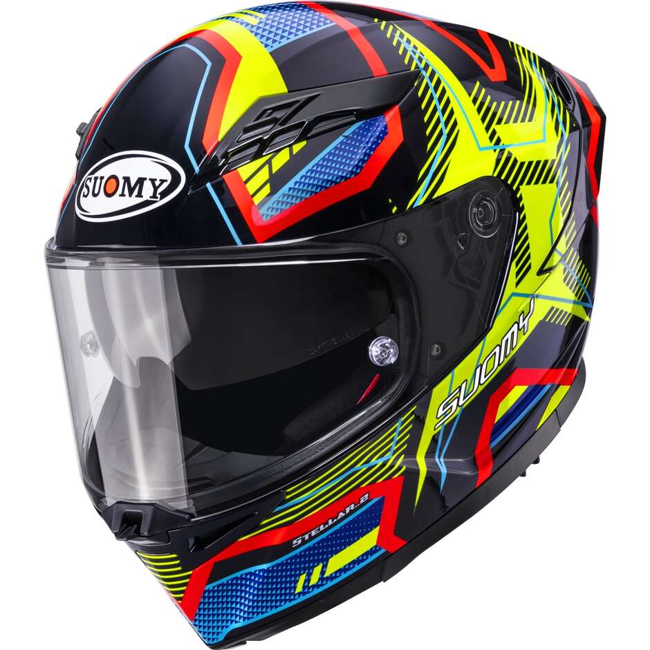Suomy STELLAR 2 BLACKSTAR Full Face Motorcycle Helmet, Blue and Yellow