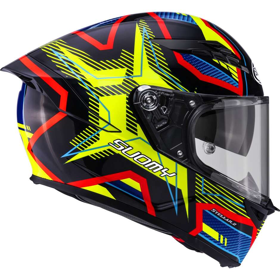 Suomy STELLAR 2 BLACKSTAR Full Face Motorcycle Helmet, Blue and Yellow