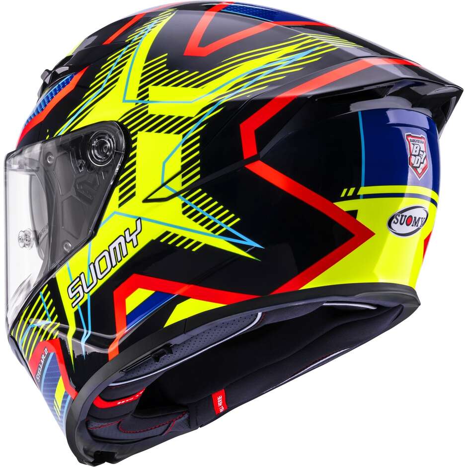 Suomy STELLAR 2 BLACKSTAR Full Face Motorcycle Helmet, Blue and Yellow