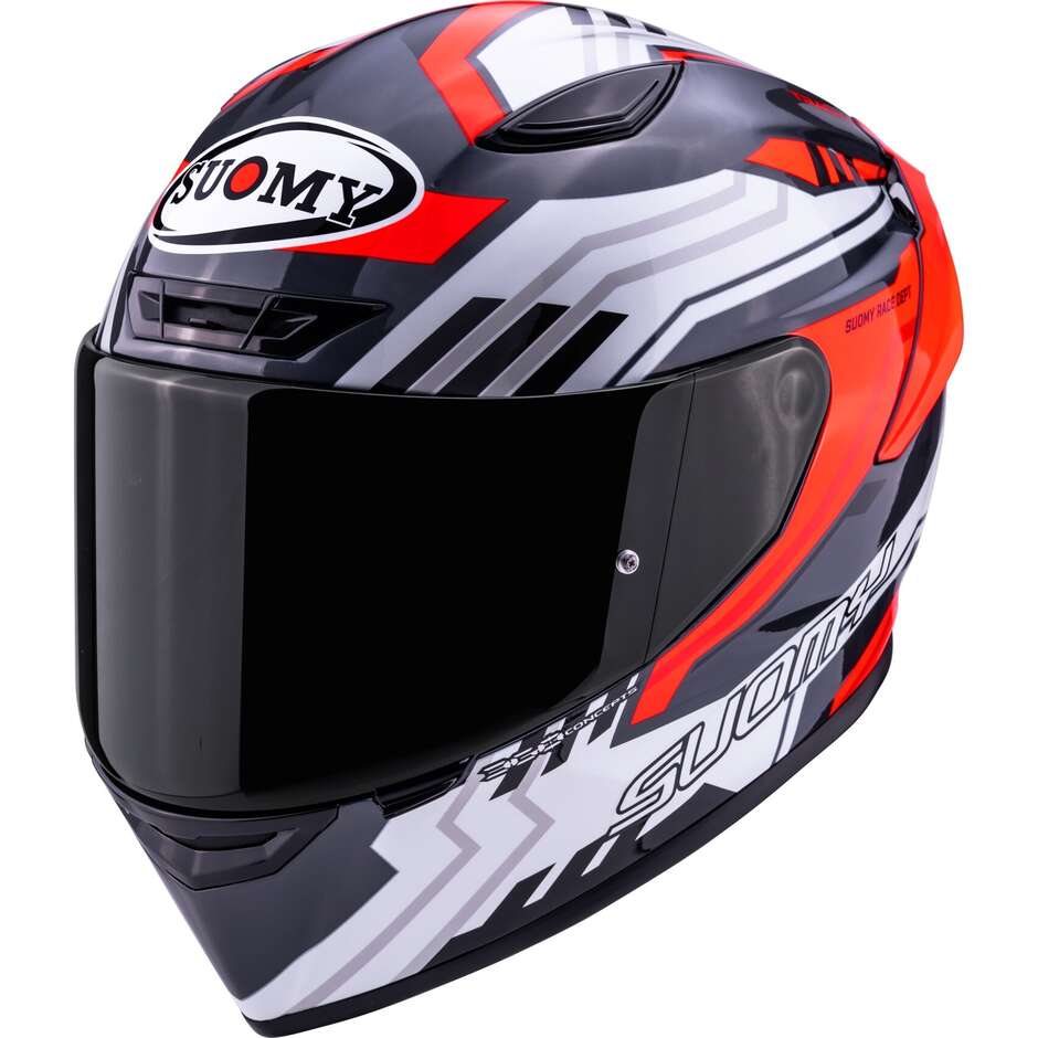 Suomy TRACK-1 FRAMEWORK Full Face Motorcycle Helmet White Red