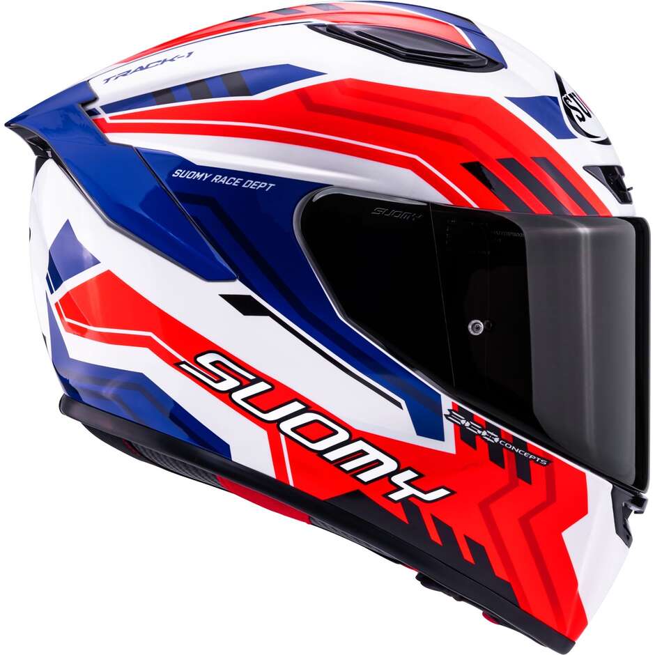 Suomy TRACK-1 FRAMEWORK Integralhelm Motorrad Weiß Rot Blau