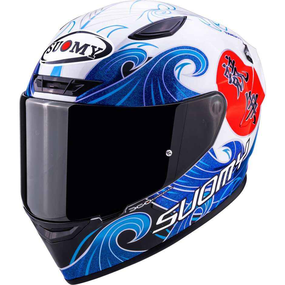 Suomy TRACK-1 WAVES Full Face Motorcycle Helmet White
