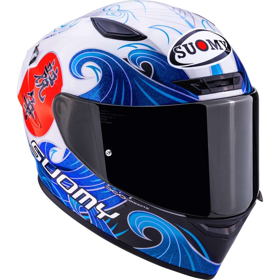 Suomy TRACK-1 WAVES Full Face Motorcycle Helmet White