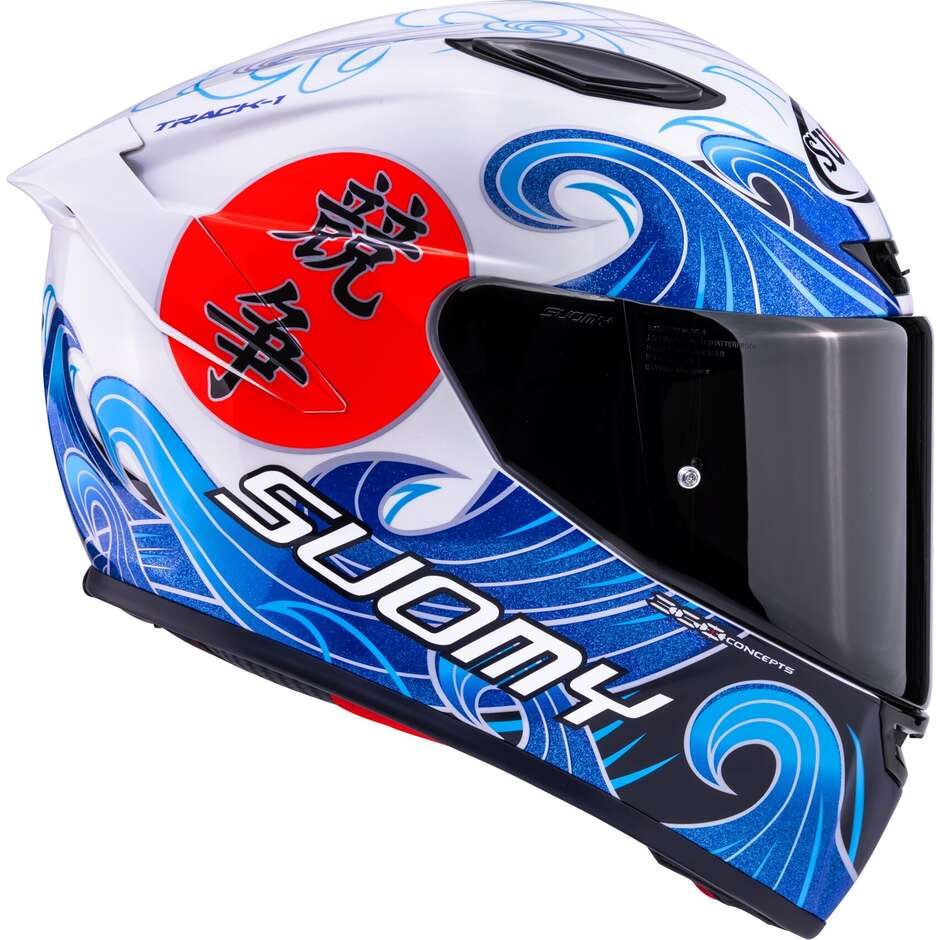 Suomy TRACK-1 WAVES Full Face Motorcycle Helmet White