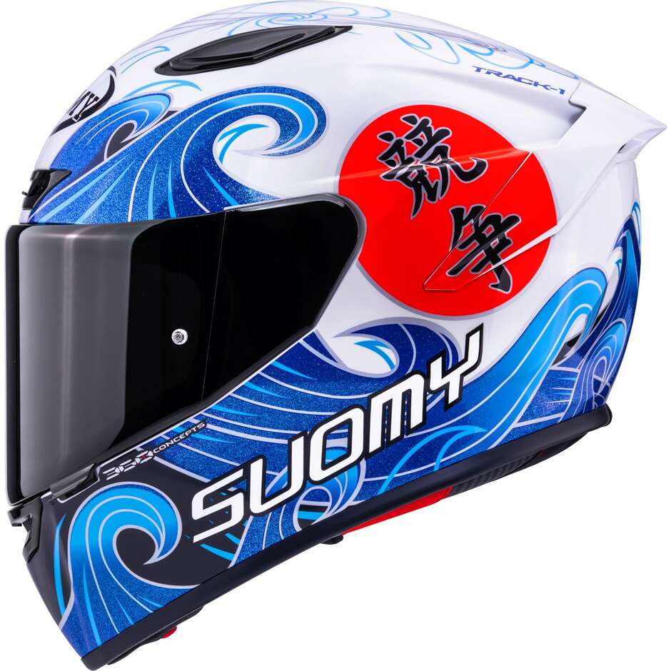 Suomy TRACK-1 WAVES Full Face Motorcycle Helmet White