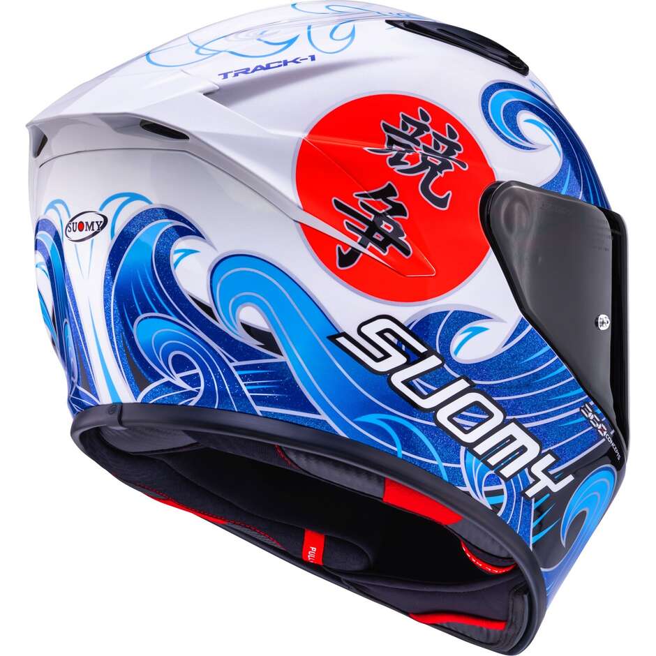 Suomy TRACK-1 WAVES Full Face Motorcycle Helmet White