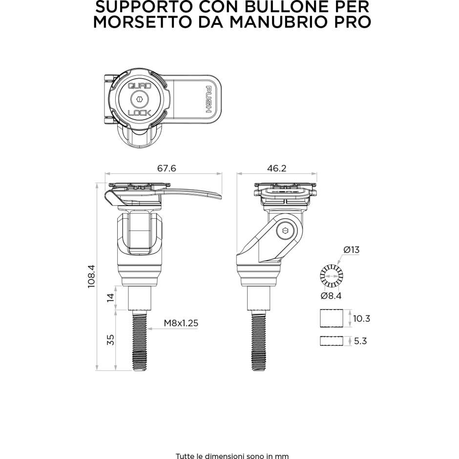 Support de boulon de serrage de guidon Quad Lock QLM-HBC-PRO Pro