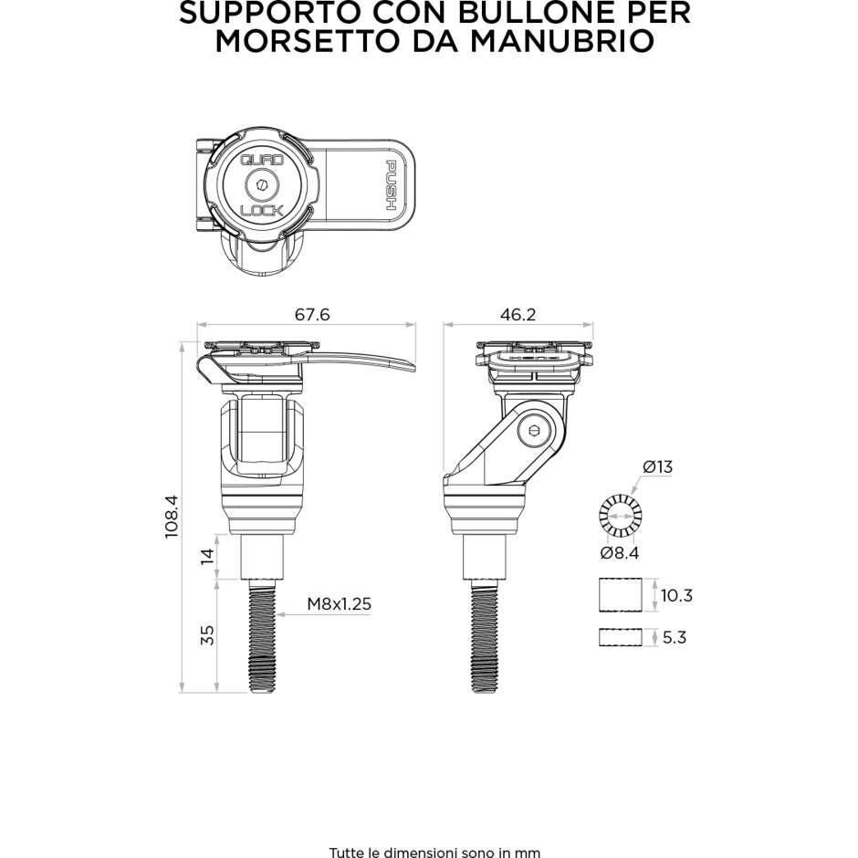 Support de boulon de serrage de guidon Quad Lock QLM-HBC