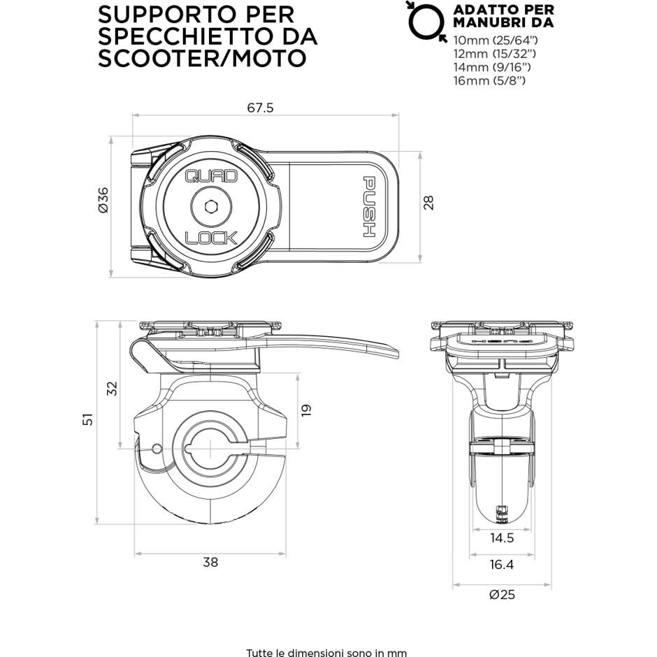 Support de rétroviseur Quad Lock QLM-MIR-2