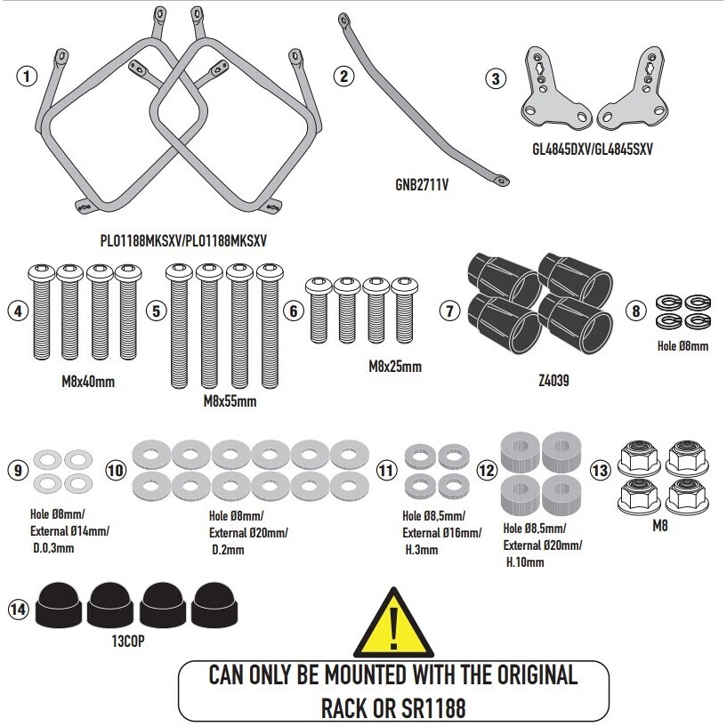 Support de valise latérale spécifique KL ONE-FIT configuré pour les valises MONOKEY® CAM-SIDE Kappa KLO1188CAM pour HONDA X-ADV 750 (21 > 25)