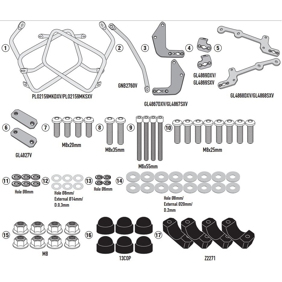 Support de valise latérale spécifique KL ONE-FIT configuré pour les valises MONOKEY® Kappa KLO2159MK Pour YAMAHA Tracer 9 / Tracer 9 GT / Tracer 9 GT+ (21-24)