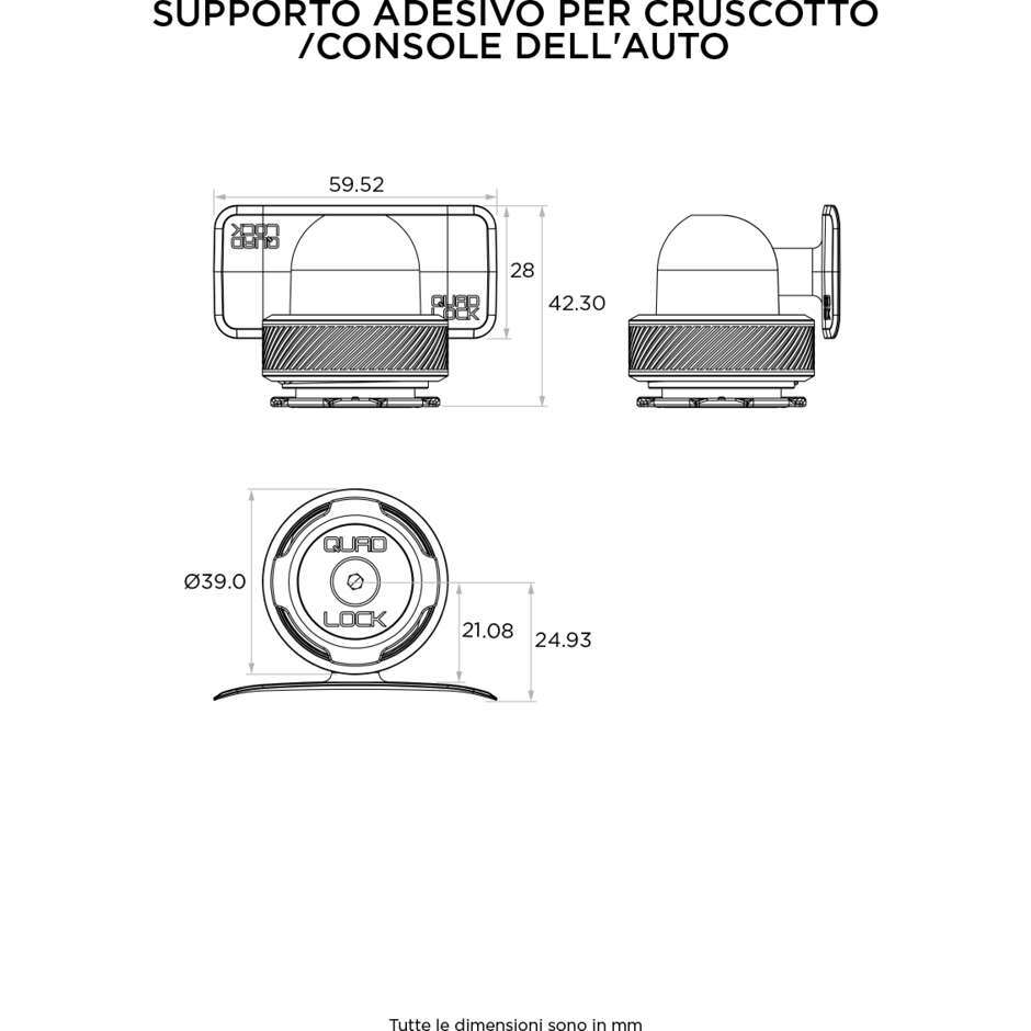 Supporto Quad Lock QLM-DCM Adesivo Cruscotto Auto