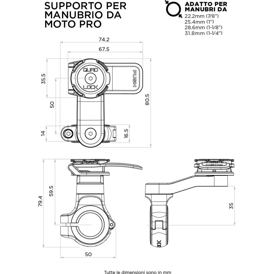 Supporto Quad Lock QLM-HBR Manubrio