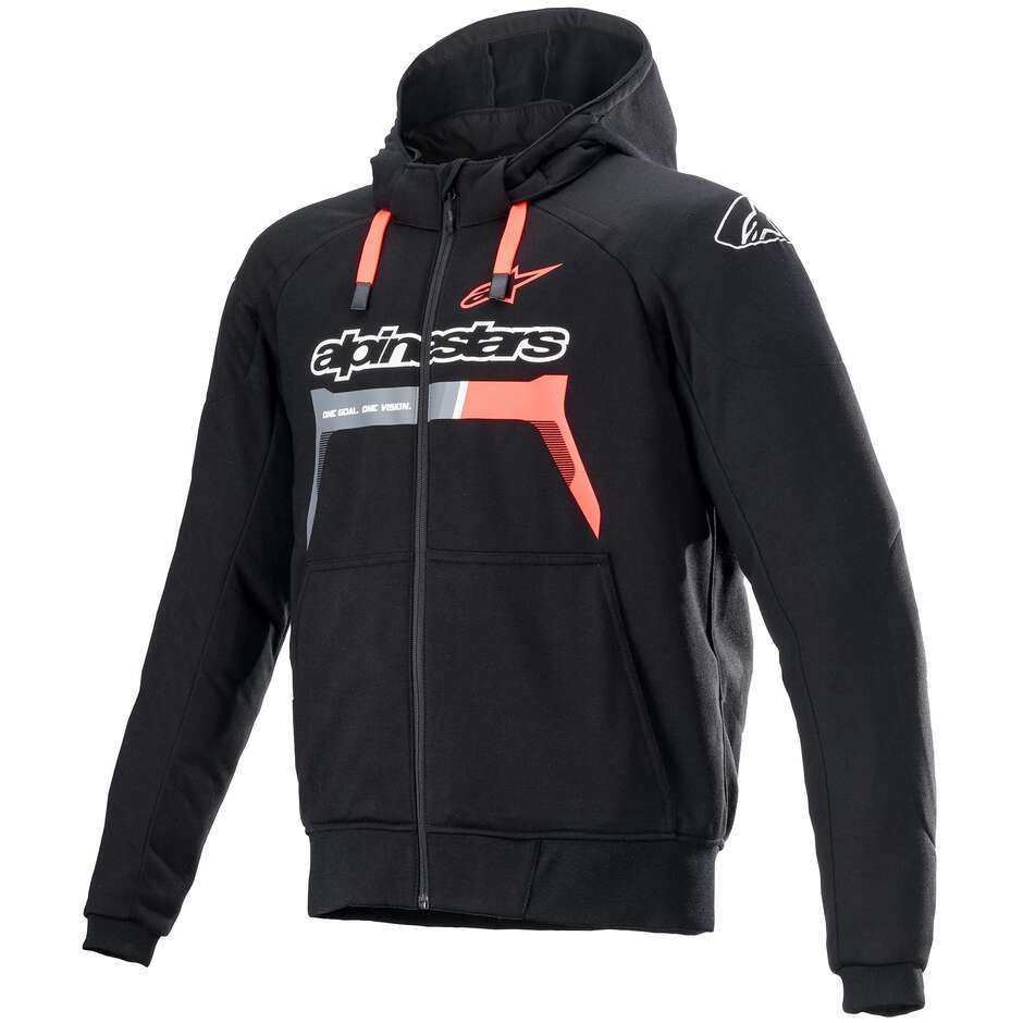 Sweat Casual Alpinestars CHROME IGNITION HOODIE Fluo Rouge Noir