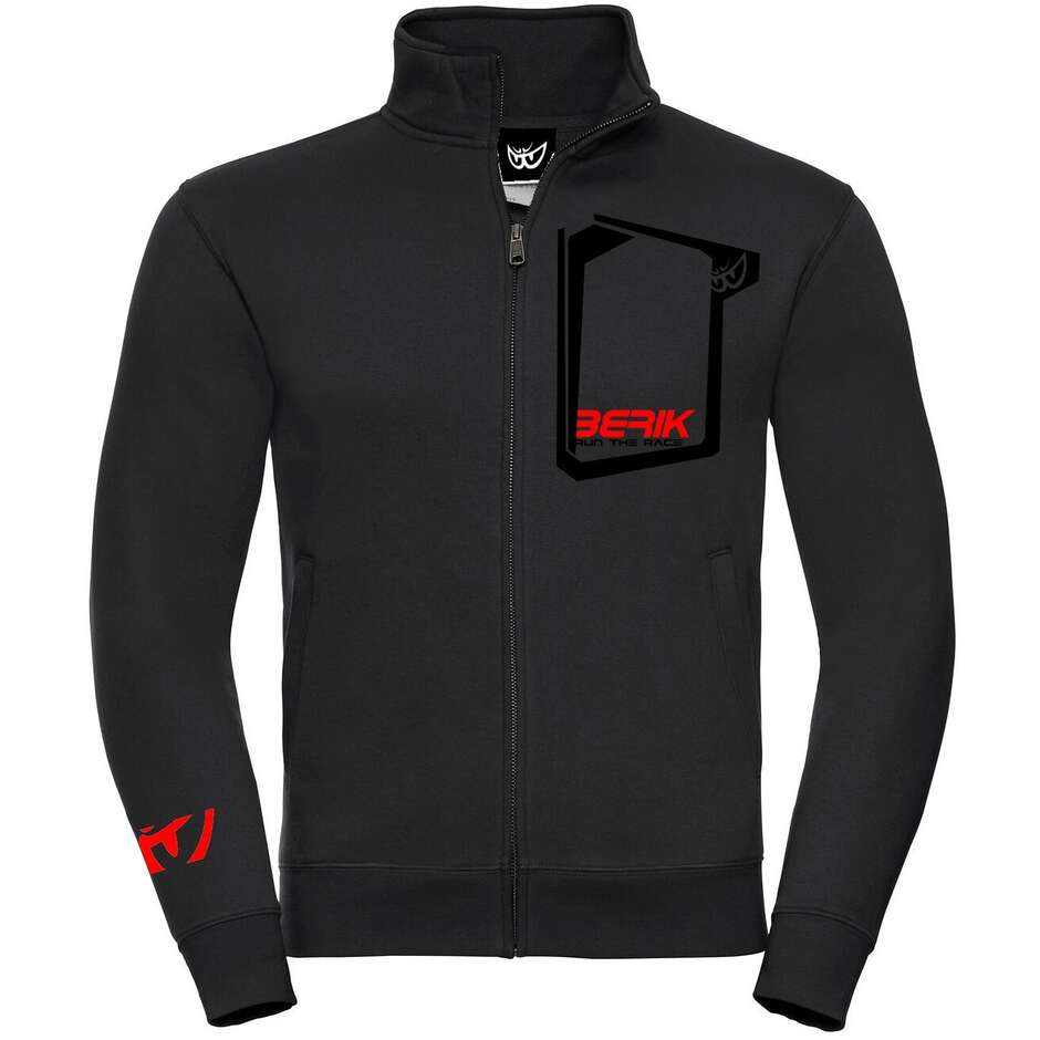 Sweat-shirt Berik 2.0 noir à double fermeture éclair avec logo rouge