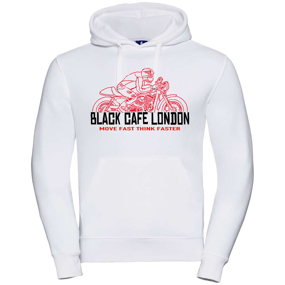 Sweat-shirt noir Cafe London 2.0 avec capuche imprimée blanc rouge
