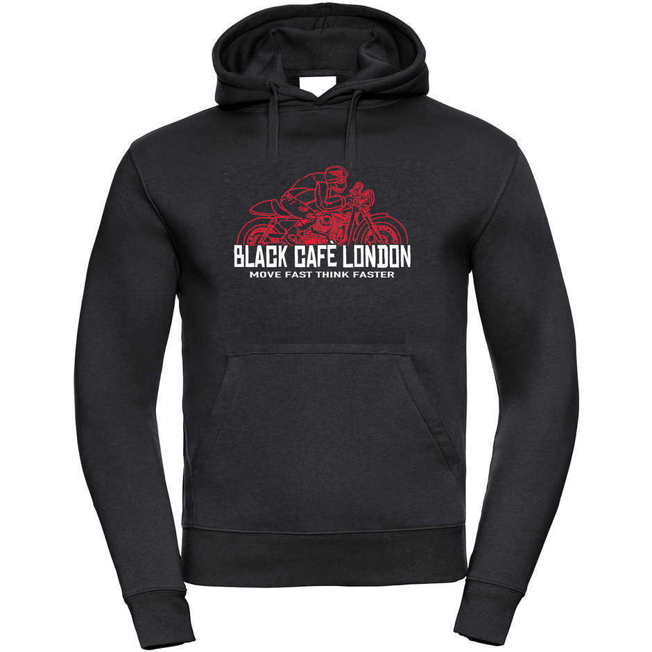 Sweat-shirt noir Cafe London 2.0 avec capuche imprimée noir rouge