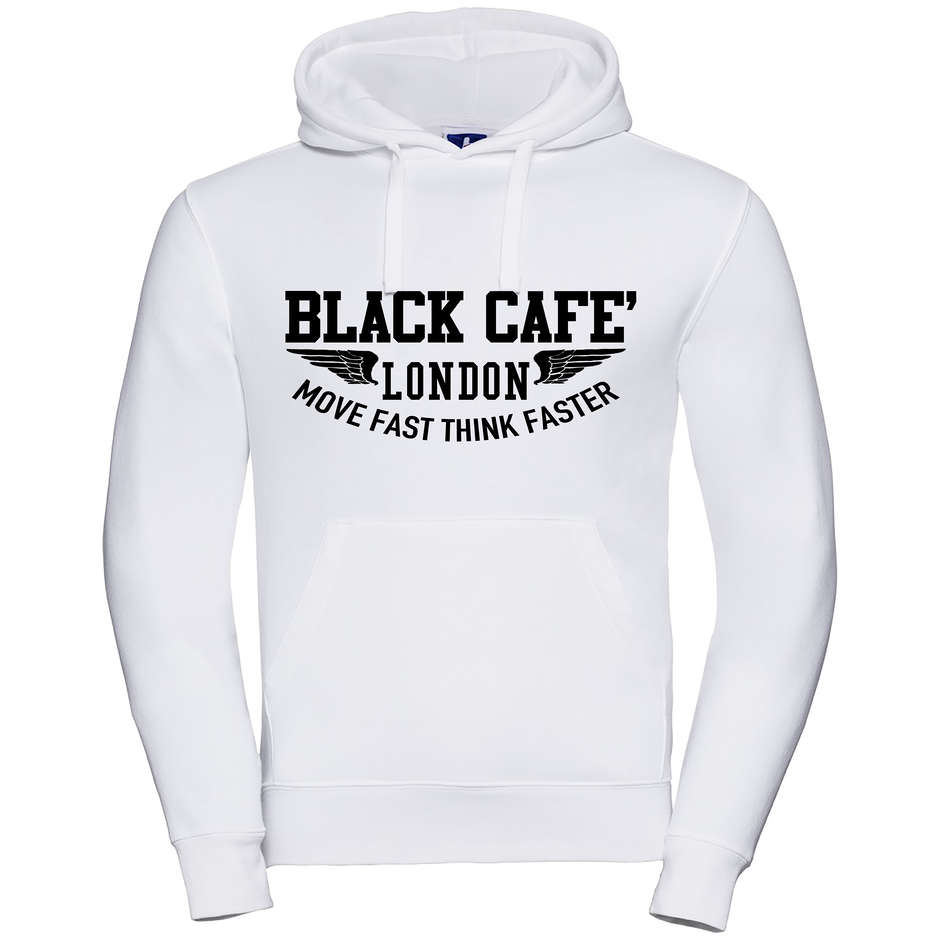 Sweat-shirt noir Cafe London 2.0 avec capuche imprimée noire et blanche