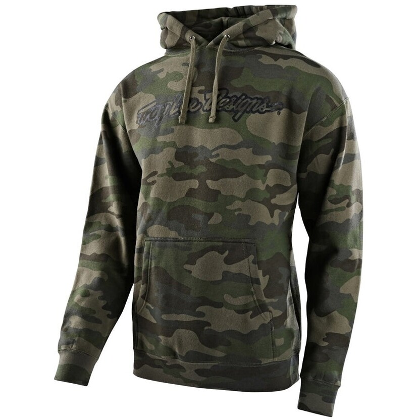 Sweat à capuche camouflage signature Troy Lee Design vert armée