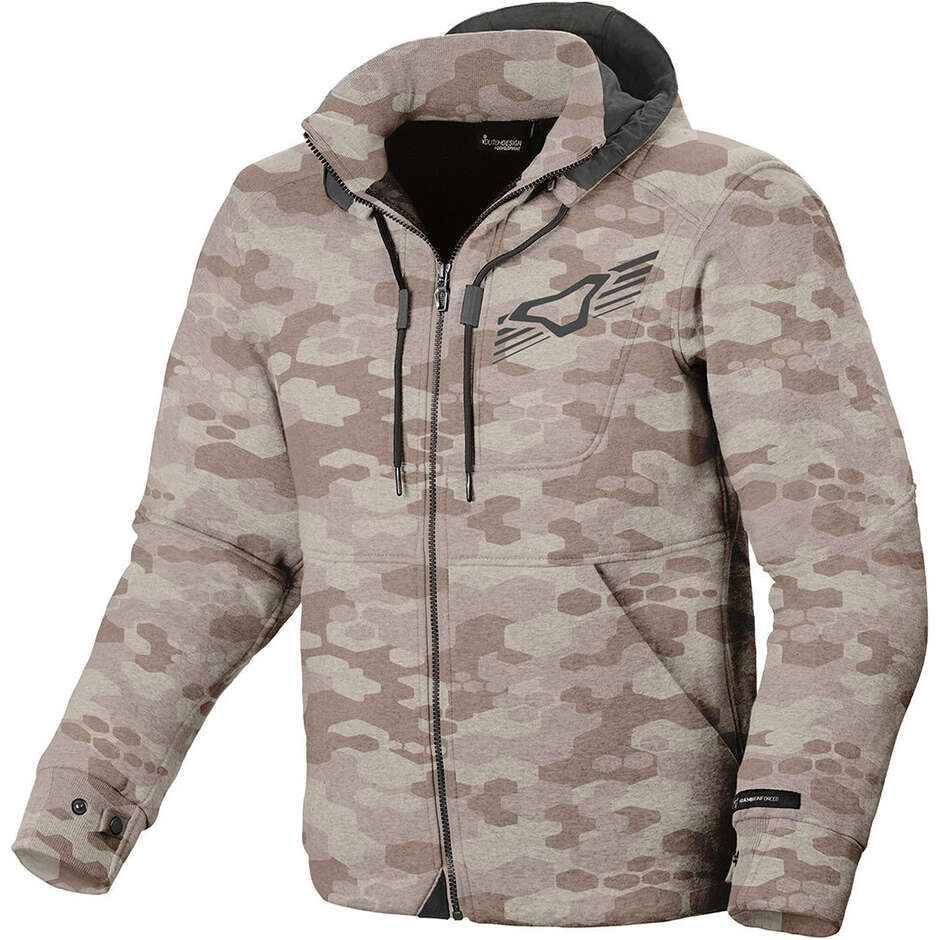 Sweat à capuche Macna District Moto Vert Gris camouflage