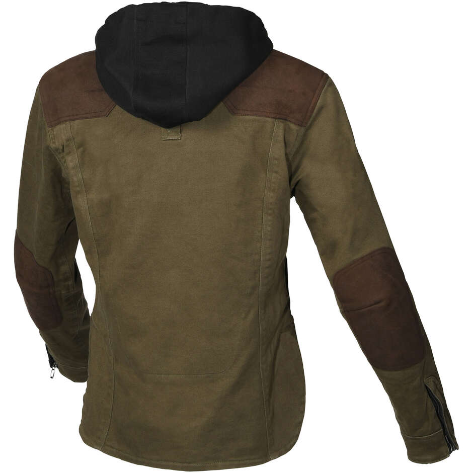 Sweat à capuche moto femme Macna Inland vert marron