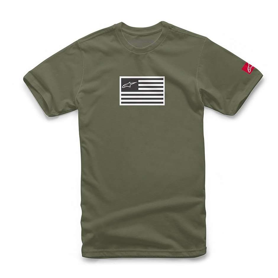 T-Shirt Alpinestars FLAGGED TEE Verde Militare