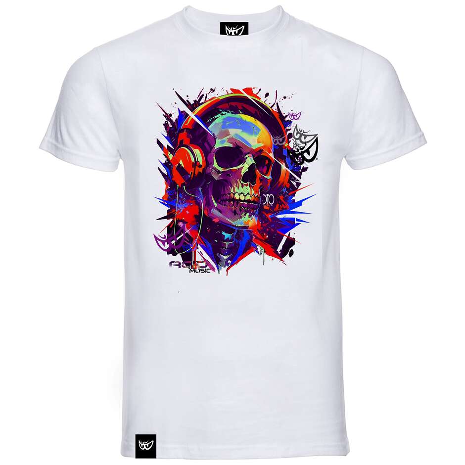 T-Shirt Berik 2.0 Bianca Berik 2026 Teschio Acid Blu