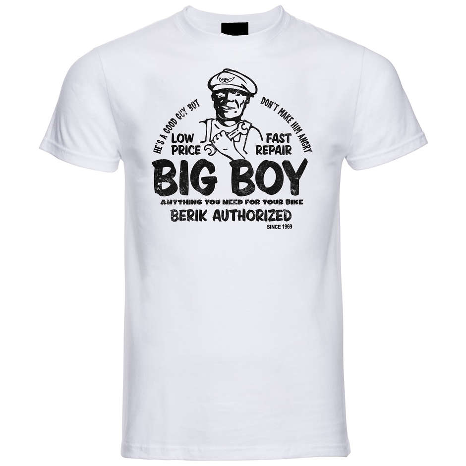 T-Shirt Berik 2.0 Bianca Big Boy  Girocollo Stampa Nera