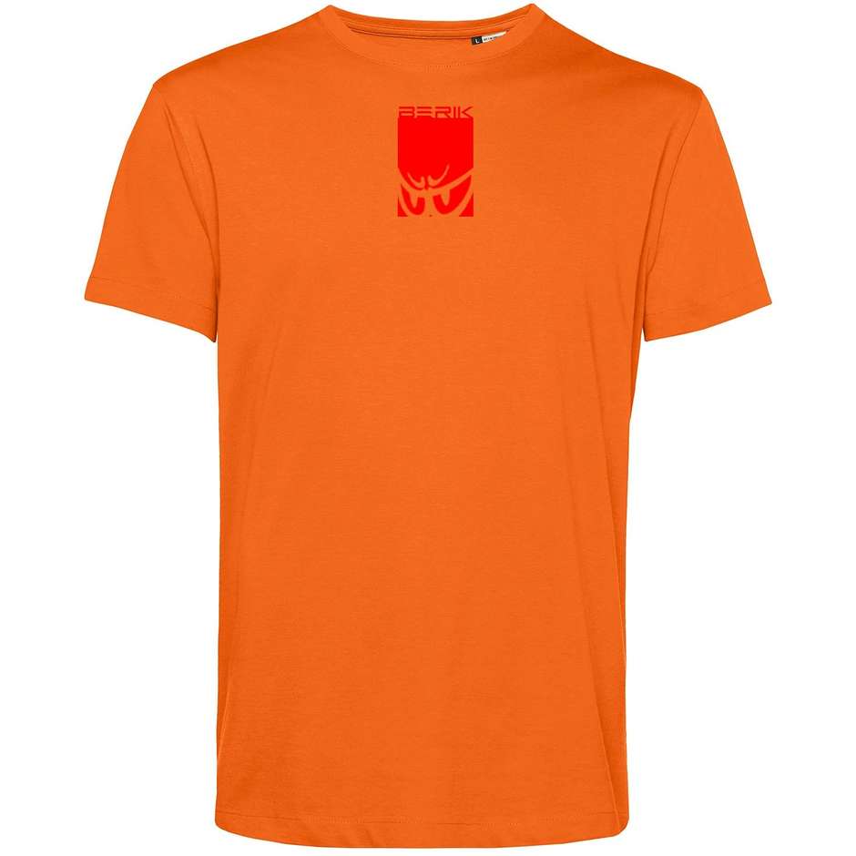 T-Shirt Berik 2.0 Girocollo TEE  In Cotone Organico Arancio Logo Rosso