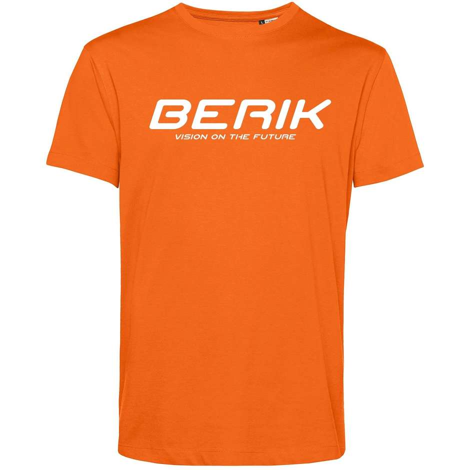 T-Shirt Berik 2.0 Girocollo TEE  In Cotone Organico Arancio Scritta Bianca