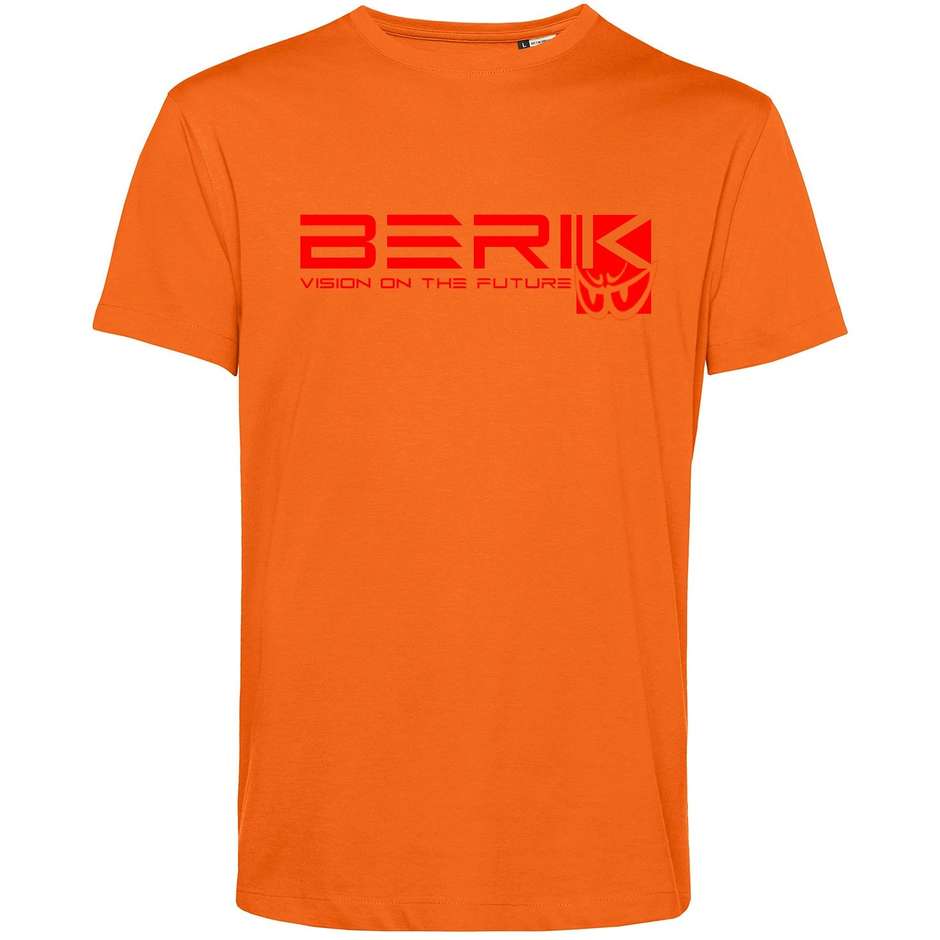 T-Shirt Berik 2.0 Girocollo TEE  In Cotone Organico Arancio Stampa Rossa
