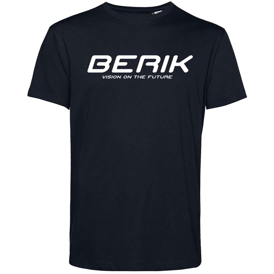 T-Shirt Berik 2.0 Girocollo TEE  In Cotone Organico Blu Navy Scritta Bianca