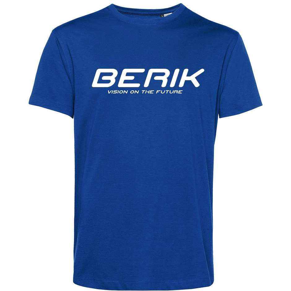 T-Shirt Berik 2.0 Girocollo TEE  In Cotone Organico Blu Scritta Bianca
