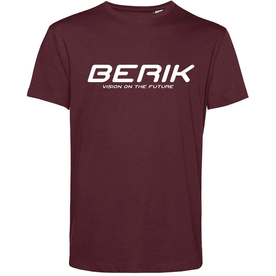 T-Shirt Berik 2.0 Girocollo TEE  In Cotone Organico Rosso Bordeaux Scritta Bianca