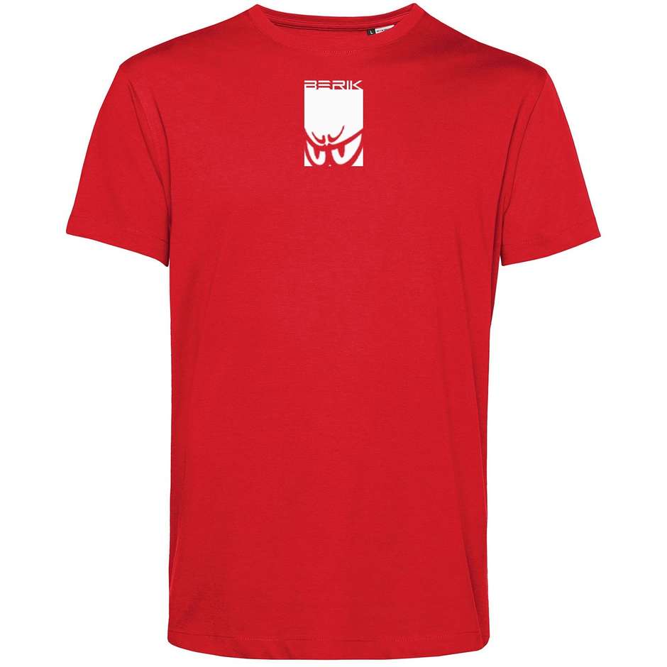 T-Shirt Berik 2.0 Girocollo TEE  In Cotone Organico Rosso Logo Bianco
