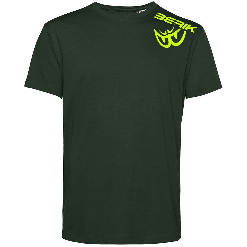 T-Shirt Berik 2.0 Girocollo TEE  In Cotone Organico Verde Logo Giallo