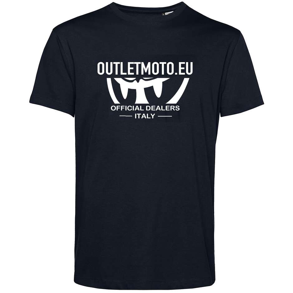 T-Shirt Berik Girocollo Outletmoto2 Stampata Nera Logo Bianco