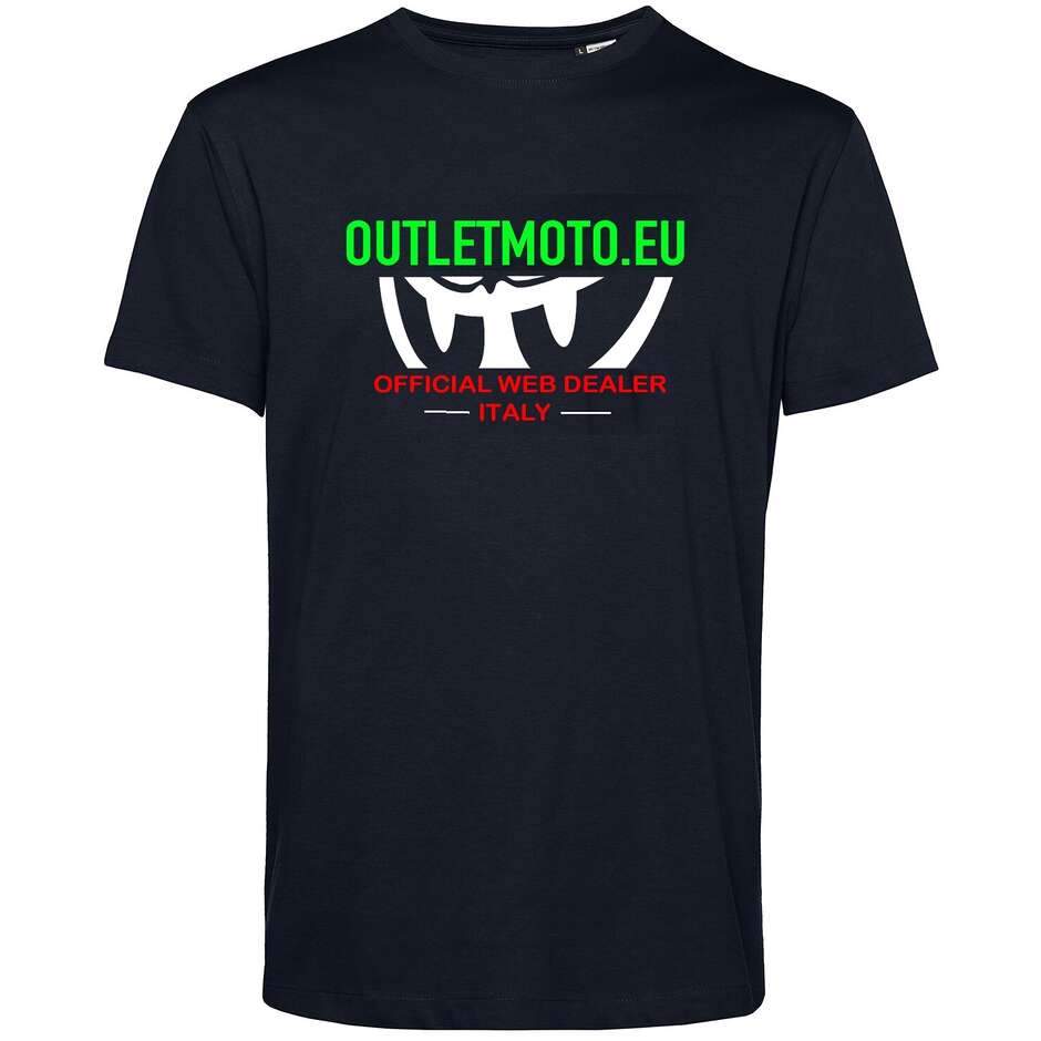 T-Shirt Berik Girocollo Outletmoto2 Stampata Nera Logo Tricolore