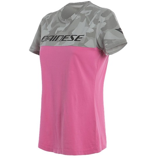 T-shirt manches courtes femme Dainese CAMO-TRACKS Lady Anthracite Pink