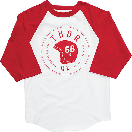  T-Shirt Thor Sportswear 68 HELMET Bianco Rosso