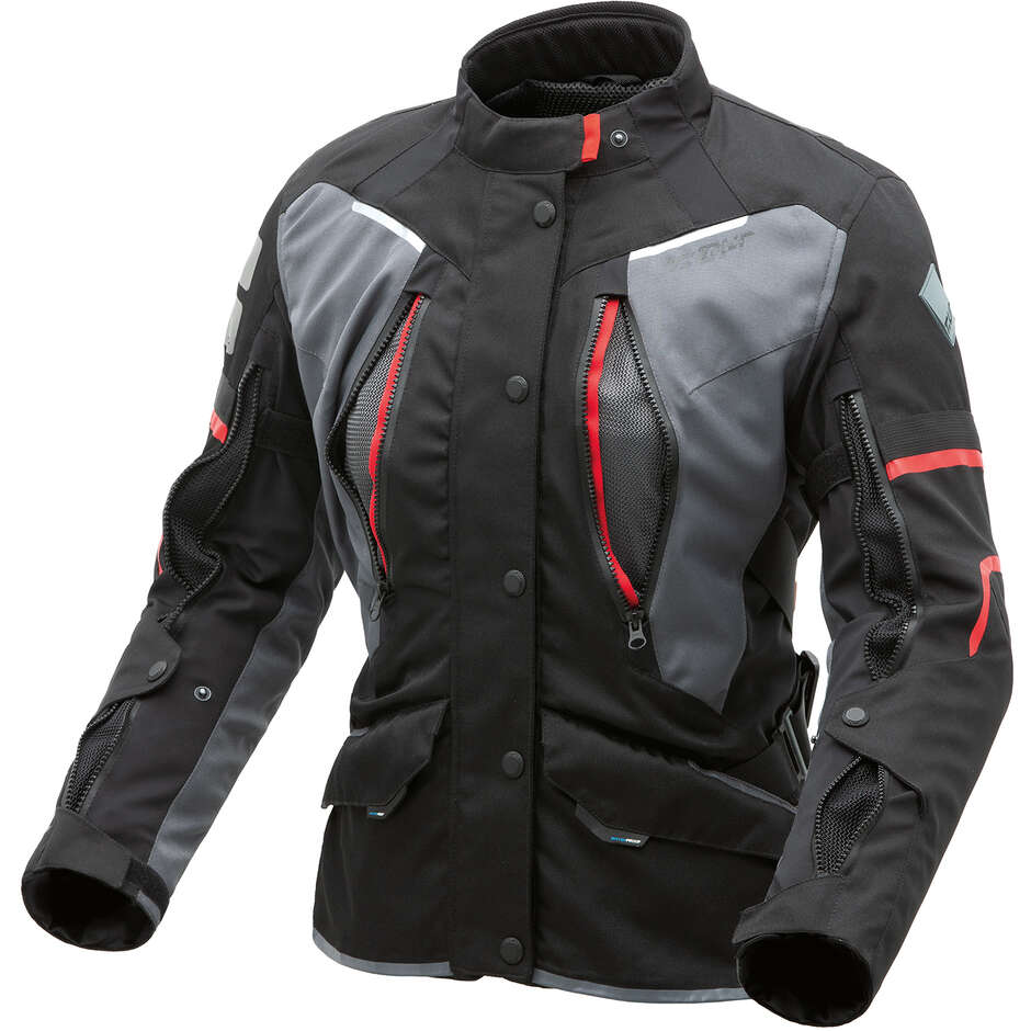 T-ur HIMALAYA LADY 3 Layer Fabric Motorcycle Jacket Black Gray