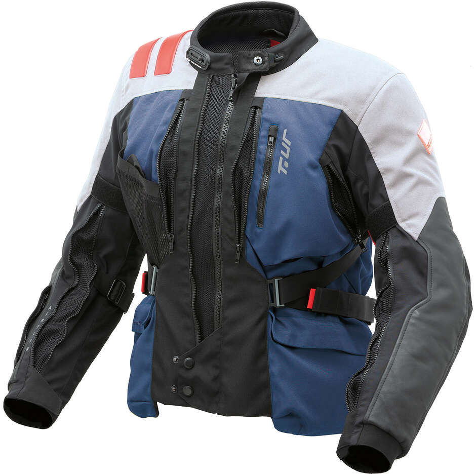 T-ur ROADBOOK 3 Layer Fabric Motorcycle Jacket Blue Gray