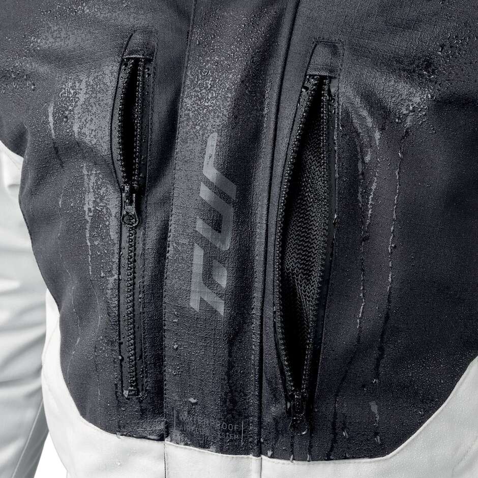 T-UR T8143M OVERCAST HYDROSCUD Laminated Motorcycle Jacket Ice Black