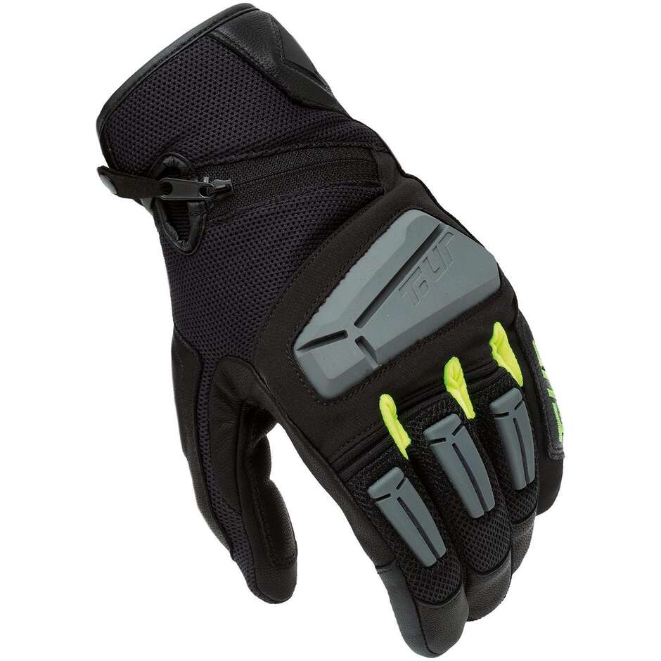 T-UR T918HM G FOUR Motorradhandschuhe Schwarz Gelb Fluo