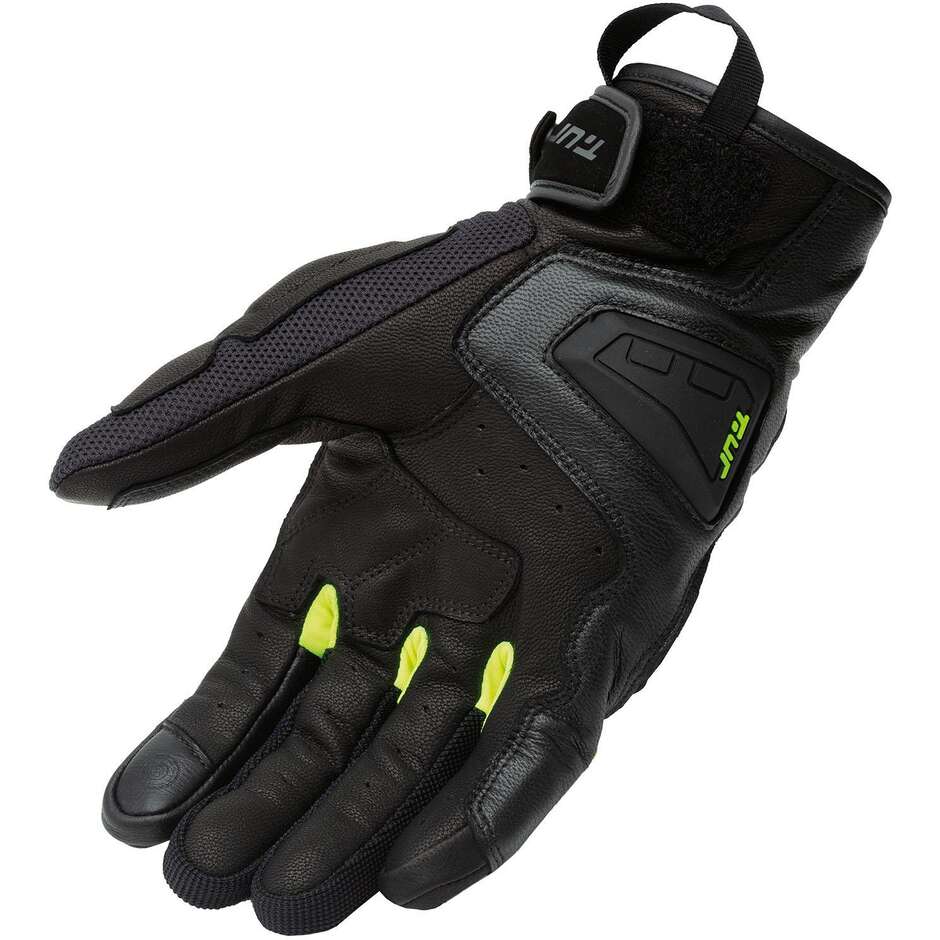 T-UR T918HM G FOUR Motorradhandschuhe Schwarz Gelb Fluo